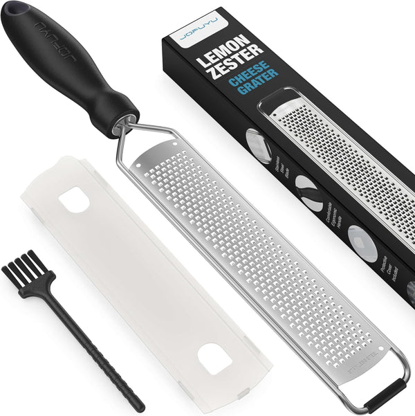 Premium Lemon Zester Grater with Handle, Ultra Sharp Stainless Steel Blade for Cheese, Citrus, and Garlic