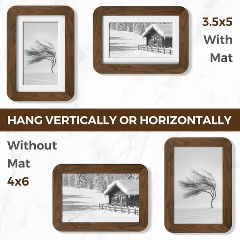 4x6 4 6 4 6 4x6 3.5x5, Fun Memories Picture Frame, USA-Sourced Walnut Wood Frames x with Plexiglass, by Photo Frames