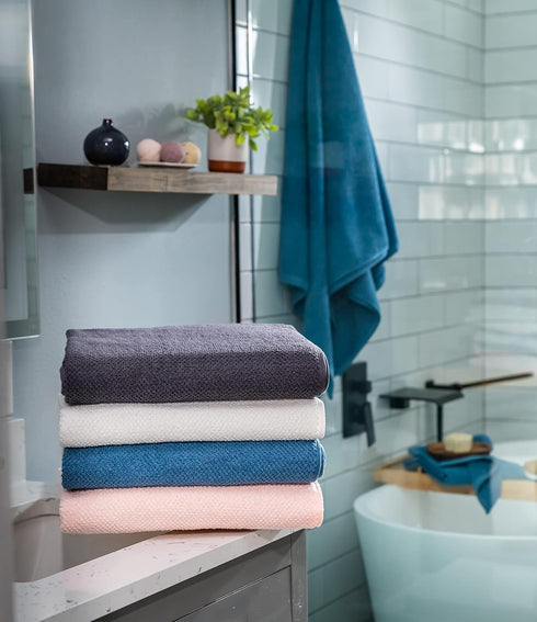 79458 Set, 2 2 2 6 Simpli-Magic Popcorn Textured Bath Towels Bath Towels, Hand Towels, Washcloths, Pieces, Blue