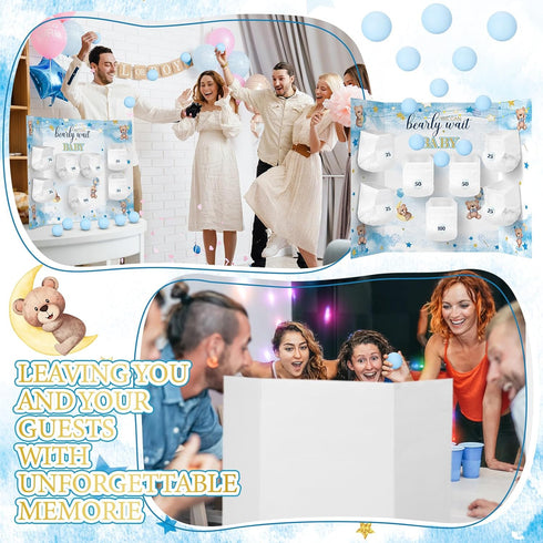 31 1 7 10 1 Ctosree Pieces Bear Baby Shower Diaper Game Diaper Baby Shower Game Board Diapers Plastic Balls Organza Bag