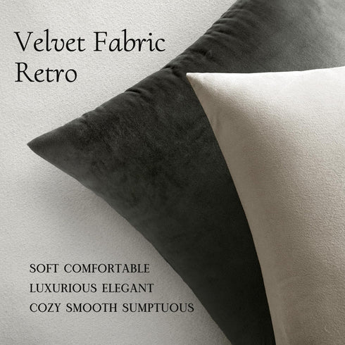 MIULEE 24x24 Inch Velvet Pillow Covers, Set of 2 Cream White Decorative Pillows for King Bed