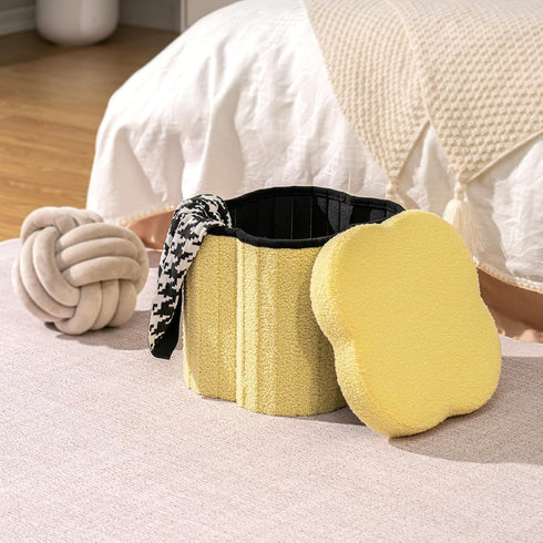 12.6"x12.6"x12.6" B FSOBEIIALEO Storage Ottoman Cube, Flowers Shaped Ottomans with Storage Foot Stool Footrest