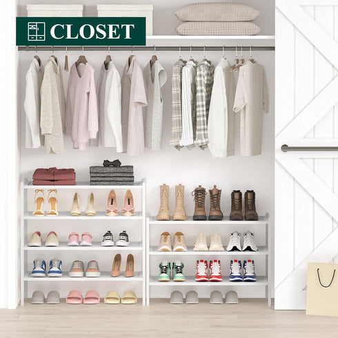 3 Closet, Smiry Bamboo Shoe Rack, Tier Shoe Organizer for Entryway & Stackable Free Standing Storage Shelf for Shoes