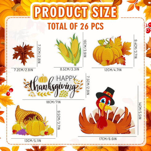 Whaline 20Pcs Fall Thanksgiving Reflective Car Magnets with 6Pcs Lines Autumn Car Refrigerator Magnetic Stickers Turkey Pumpkin Maple Leaves Magnets for Mailbox Cabinet(Not for Aluminum Alloy Vehicle)