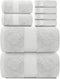 White Classic Luxury Bath Towel Set of 8 Pieces - 100% Turkish