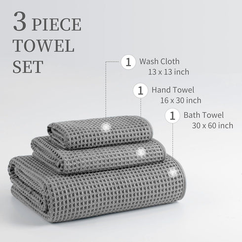 MICROFI 3 430 ber Waffle Bath Towels, Pieces, Oversized, Soft, Absorbent, Fast Drying, Lint Free, Includes Bath, Face