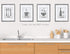 Black Grey White Mosaic Vintage Kitchen Wall Art, Eat Drink Love Wine Coffee Hearts Prints for Rustic Home