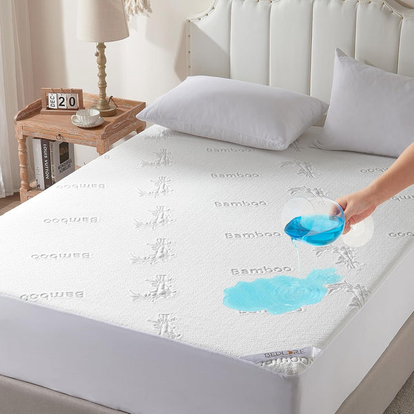 Waterproof Twin Size Mattress Protector - Fitted Mattress Pad, 3D Air Fabric Bed Cover