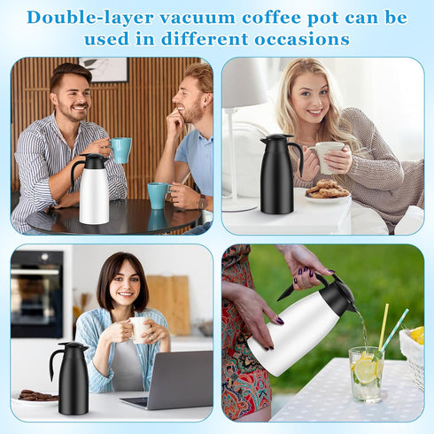 2 Pcs 51 oz Thermal Coffee Carafe, Stainless Steel Vacuum Pot Flask with Brushes, Insulated Coffee Dispenser