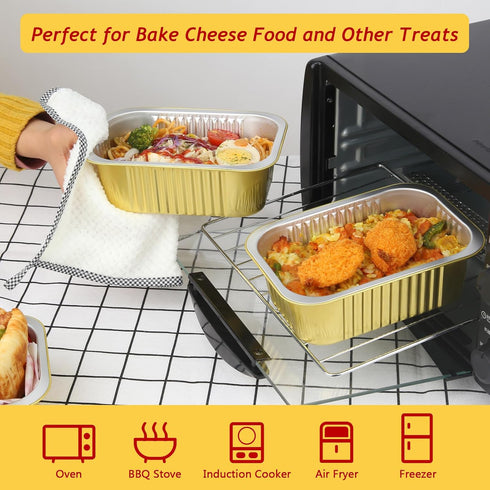 LNYZQUS 30oz Aluminum Pans, 20 Pack Foil Baking Tins with Lids, 7"x5" Disposable Cake Tin