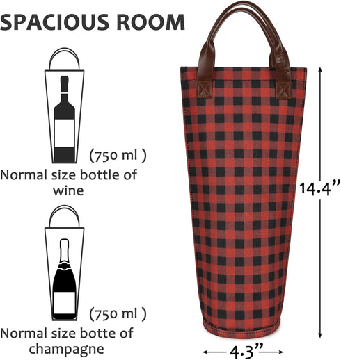 Tirrinia Insulated Wine Gift Tote Bag - Padded Thermal Carrier for Travel and Picnics, Great Gift for Wine Lovers, Black