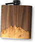 WUDN 6 oz. Wooden Hip Flask, Stainless Steel Body, Sawtooth Mountains Walnut Sky