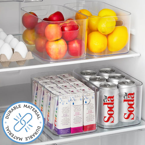 STORi Bliss 10" x 6" Open Clear Pantry Organizer Bin, Plastic Containers with Handle for Kitchen, Fridge, Bathroom