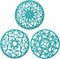 Teal Silicone Trivets for Hot Dishes, Multi Use Round Pot Holders Set of 3, Kitchen Countertop and Tabletop Mat