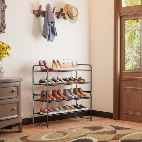 2-Tier 33" Closet SUFAUY Wide Shoe Rack, Metal Shoe Rack Organizer Heavy Duty, Stackable, Black