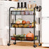5 360 41 Inch 3-Layers) Fruit Vegetable Basket Storage Cart Tier Stackable Metal Mesh Basket with Degree Wheels High