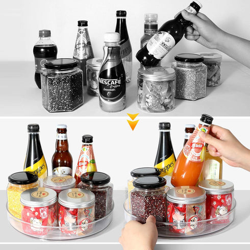 Lazy Susan Condiments Organizer, Spice Rack Storage Turntable for Cabinet, Fridge, Countertop, Pantry, Bathroom, Round