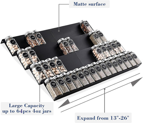 Expandable Spice Rack Organizer - Mulush Metal Tray for Kitchen Storage
