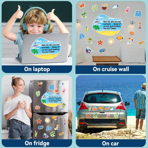 26pcs Large Cruise Door Magnets Decorations, Today's Forecast Cruising with a Chance of Drinking, Funny Anchor Car