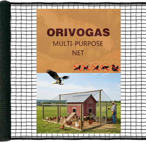 ORIVOGAS Heavy Duty Bird Netting for Chicken Coop, 19.5 x 19.5 ft 0.8Mesh