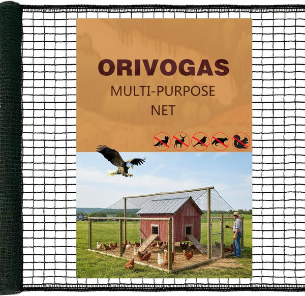 ORIVOGAS Heavy Duty Bird Netting for Chicken Coop, 19.5 x 19.5 ft 0.8Mesh