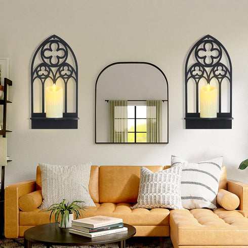 2 3) OYEFLY Pcs Gothic Sconces Wall Decor,Black Goth Decor Arched Church Wall (Style