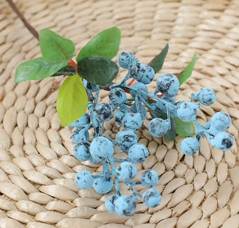 TBUY ROSE 20 Pack) Fake Artificial Flowers California Berries Blueberry Fruit for Home Hotel Decor (Blue
