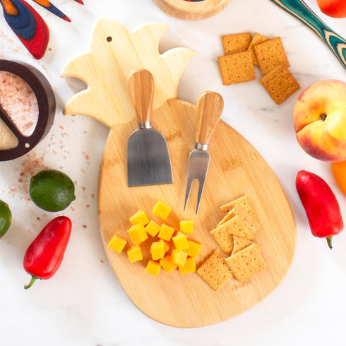 Totally Bamboo Pineapple Shaped Bamboo Wood Cutting Board and Charcuterie Board, 14-3/8" x 7-1/2"