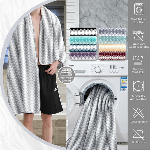 Set 4Pack-35x70 Towel,600GSM Set Bath Towel Gray Ultra Soft Microfibers Bathroom Towel Extra Large Plush Bath Sheet