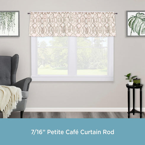 Kenney 7/16” Fiona Café Window Curtain Rod, Chocolate, 48-84”