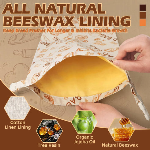 2-Pack 17 12 Sourdough Bread Bags for Homemade Bread, XL Reusable Beeswax Sourdough Storage Bags, Suitable for Keep