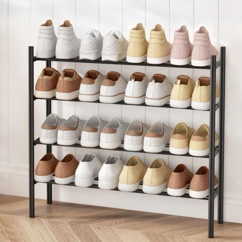 4-Tier Closet Closet AceMining Expandable Shoe Rack, Adjustable Shoe Rack Shoe Organizer Shoe Shelf, Free Standing Shoe