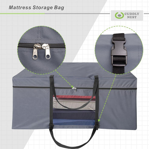 Folding Mattress Storage Bag, Heavy Duty Carry Case for Tri-Fold Guest Bed Mattress (Fits 6" TWIN & TWIN XL mattress)