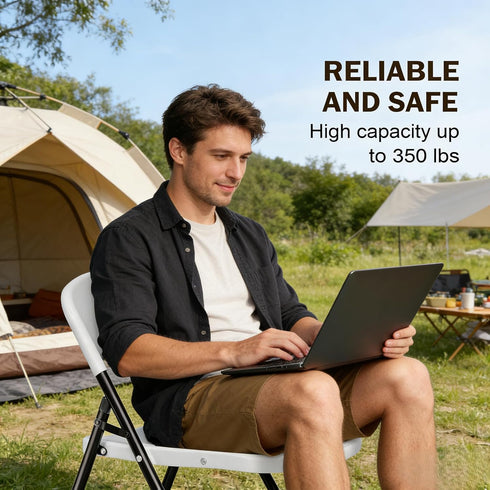 350 lbs, Commercail (2, VINGLI Folding Chairs, Plastic Foldable Chair, Capacity up to Portable Seating for Indoor