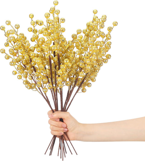 12 16 Inch Norme Pcs Glitter Gold Christmas Tree Decoration Gold Christmas Tree Picks Floral Ornaments DIY Artificial