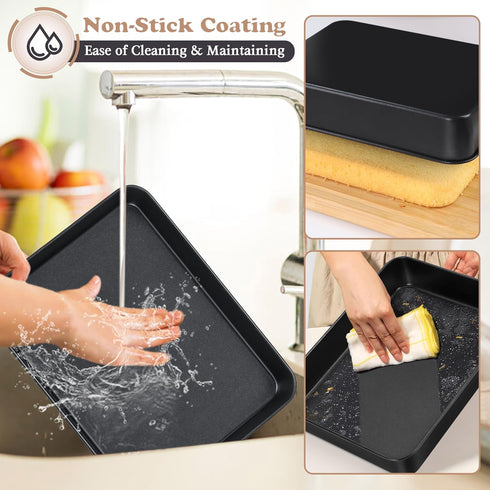 E-far 9 x 13 Inch Baking Pan, Nonstick Stainless Steel Rectangle Cake Pan for Baking Brownies, Casseroles, Lasagna
