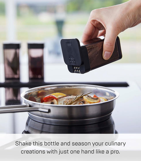 YAMAZAKI Home Spice Shaker Jar, Seasoning Container Bottle | Plastic, One Size, Black by YAMAZAKI