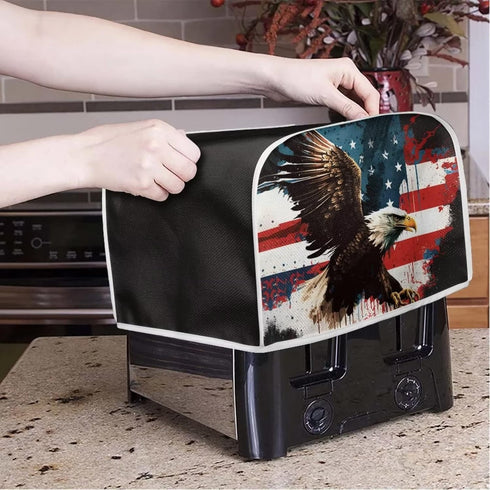 Bald Eagle Toaster Cover 4 Slice Wide Slot Small Appliance Covers Kitchen Decor Accessories Toaster Oven Cover Bread Maker Cover American Flag Patiotic Decor