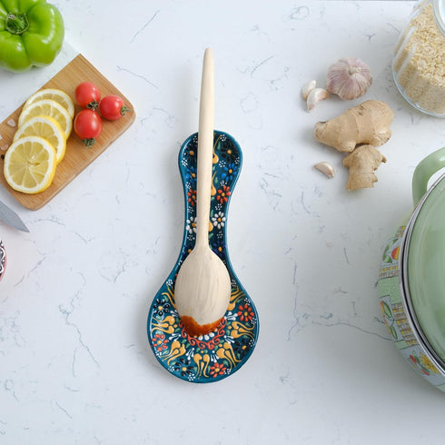 Handmade Spoon Rest, Ceramic Spoon Rest for Stove Top, 10" Dishwasher Safe Spoon Holder for Kitchen Counter,