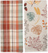 DII Fall Basics Kitchen Dishtowel Collection, 2 Count, Printed & Plaid Fall Dish Towel Set, 18x28, Autumn Leaves