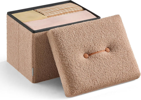 SONGMICS Small Folding Storage Ottoman, Foot Rest Stool, 12.2 x 16.1 x