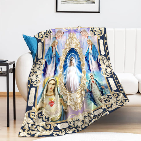 QIULIBMH Cozy 59'' 79'' 01) Ultra Soft Virgin Mary Blanket Microfiber Our Lady of Guadalupe Throw Blanket Warm Flannel