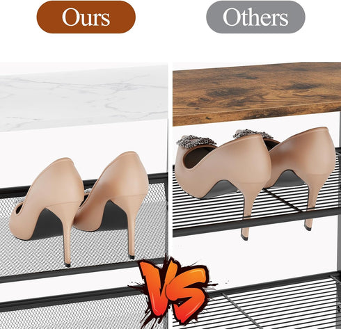 4 Closet 3 Closet Garden you Shoe Rack for Narrow Tiers, Small Shoe Rack with White Wooden Tabletop, Adjustable Metal