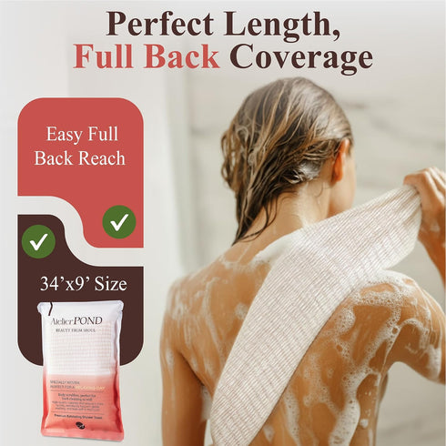 atelier POND 2-Pack Korean Exfoliating Washcloth, Soft Cotton-Blend Exfoliating Shower Towel for Sensitive Skin
