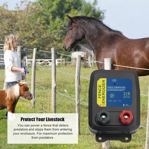 FBULWSEC 17 2-Mile/ 8 0.1 Electric Fence Energizer with Gauge Aluminum Wire, Acres Electric Fence Charger, Livestock