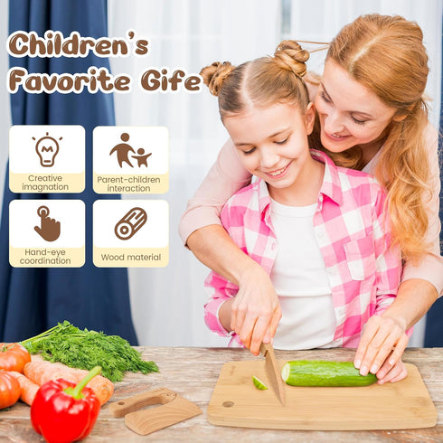 Set 6 LUOLAO Wooden Kids Safe Knife and Kids Baking for Real Cooking, PCS Toddler Montessori Kitchen Tools, Cooking