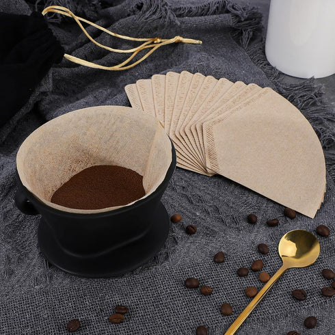 Segarty Pour Over Coffee Maker, Single Cup Black Silicone Dripper Set with 200PCS Cone Filters for Home Travel