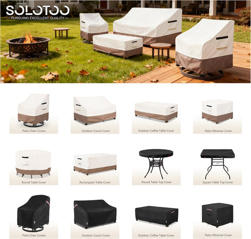 22W 22D 18H Inches Patio Ottoman Cover Waterproof Heavy Duty Square Outdoor Ottoman Covers, x x Patio Furniture