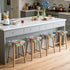 Set 4 18x14inch Waterproof Bar Stool Covers Rectangle of Boho Stretch Seat Cushion Covers for Backless Barstools