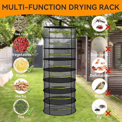 BSROBOTIC (6 12154 Herb Drying Rack - Mesh Drying Rack - Herb Drying Rack Hanging with Green Zipper & Garden Pruning